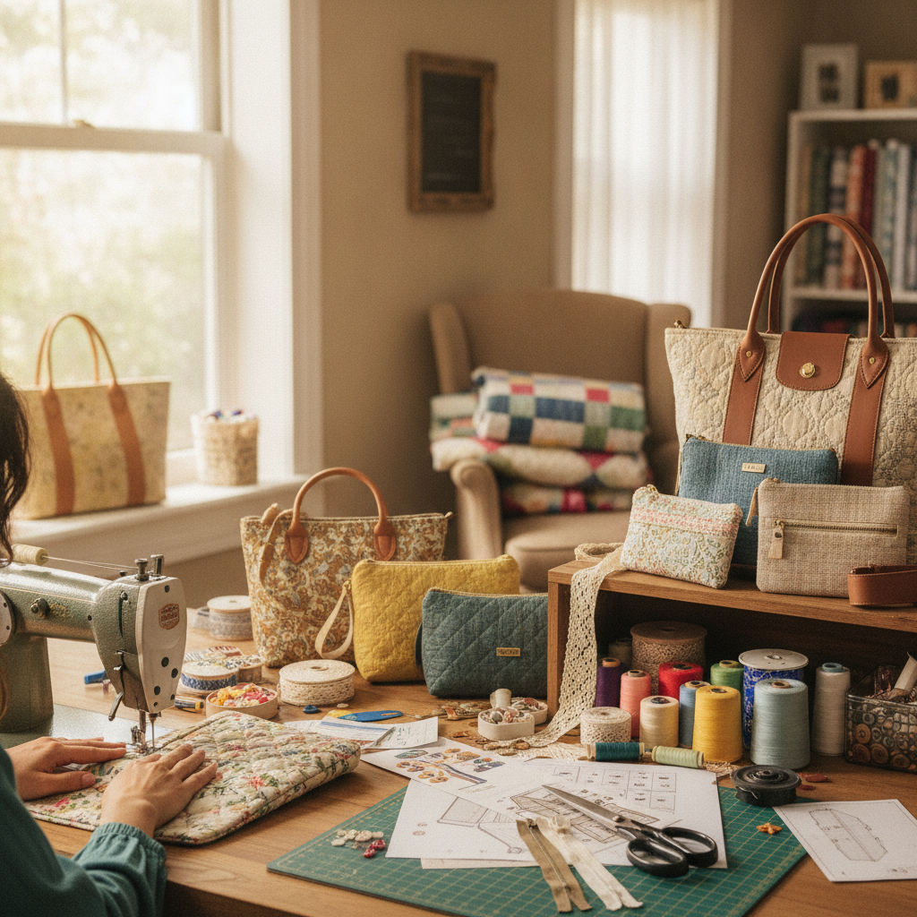 Costura Criativa: Bolsas, Necessáires e Renda em Casa